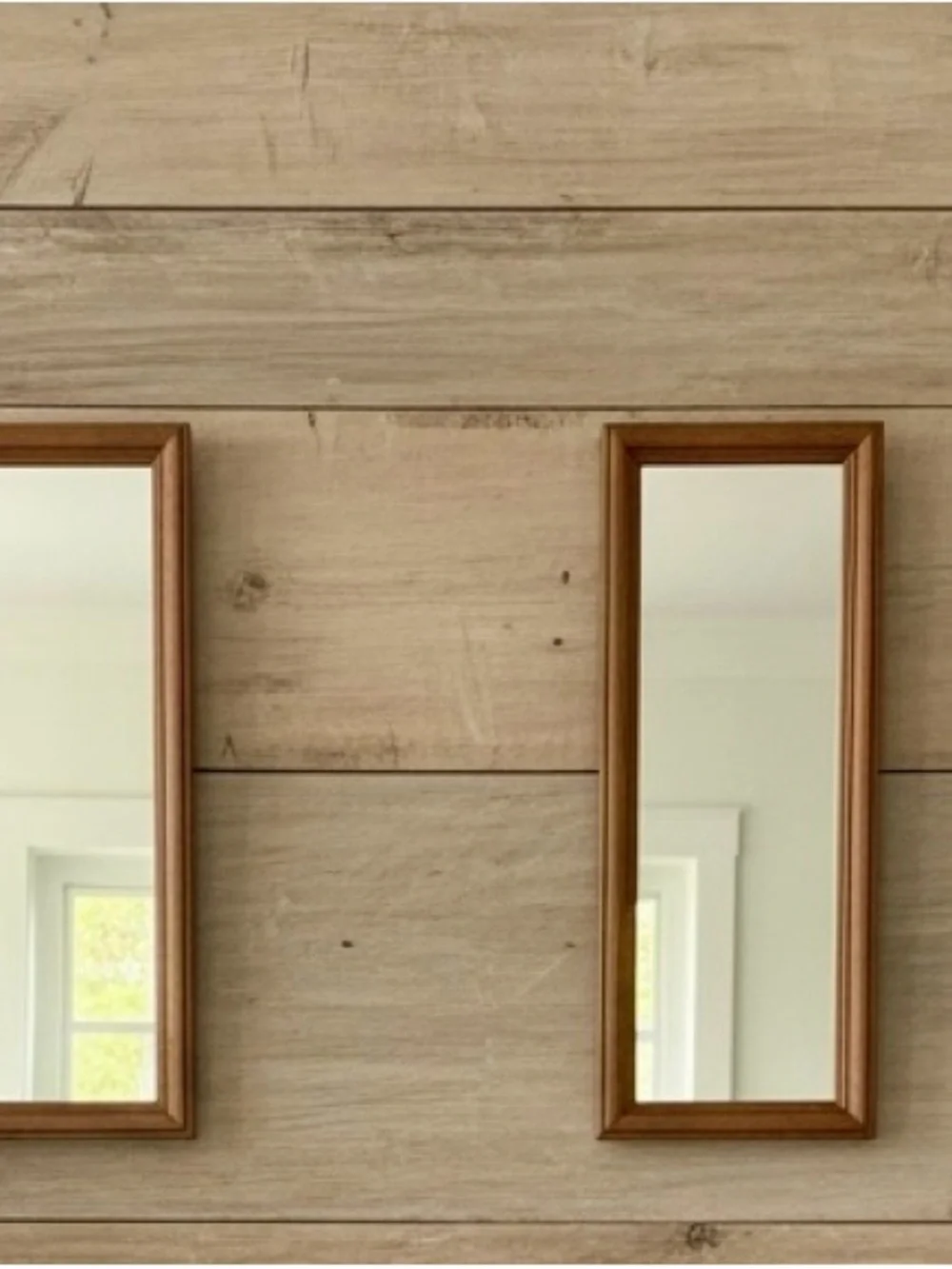 Pair of Small Vintage Rectangular Wood Mirrors Horizontal or Vertical